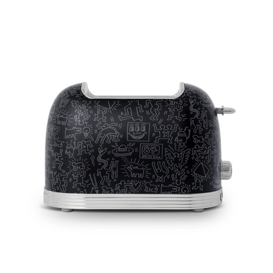 SCHNEIDER SCTO2KFAB Tostadora  2 Ranuras 815W Vintage Colección Keith Haring, Negro Fashionista